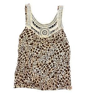 Charlotte Russe Cream Sleeveless Graphic Tank Top